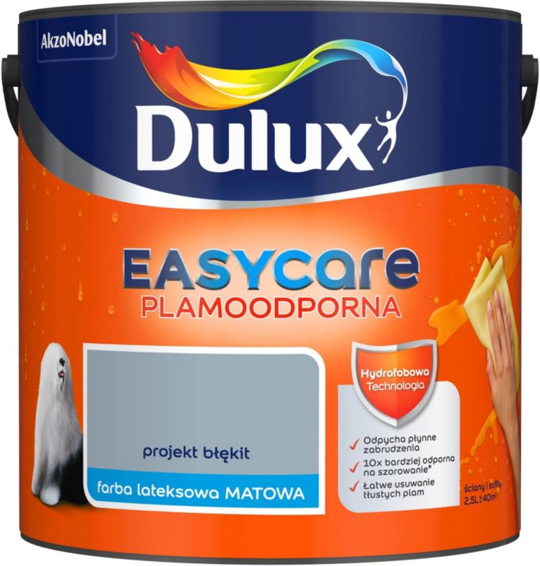 Dulux EasyCare pletafvisende maling i farven Projekt Blå 2,5 l
