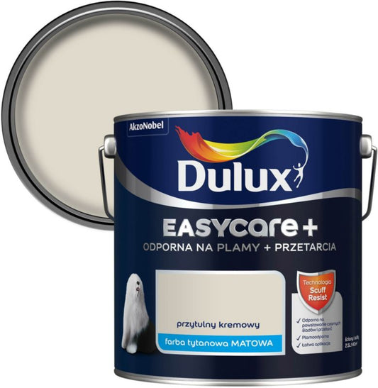 Dulux EasyCare+ pletresistent maling i varm cremefarve 2,5 l