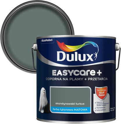 Dulux EasyCare+ pletresistent maling skandinavisk turkis 2,5 l