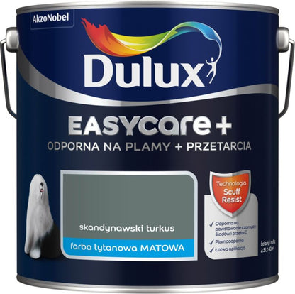 Dulux EasyCare+ pletresistent maling skandinavisk turkis 2,5 l