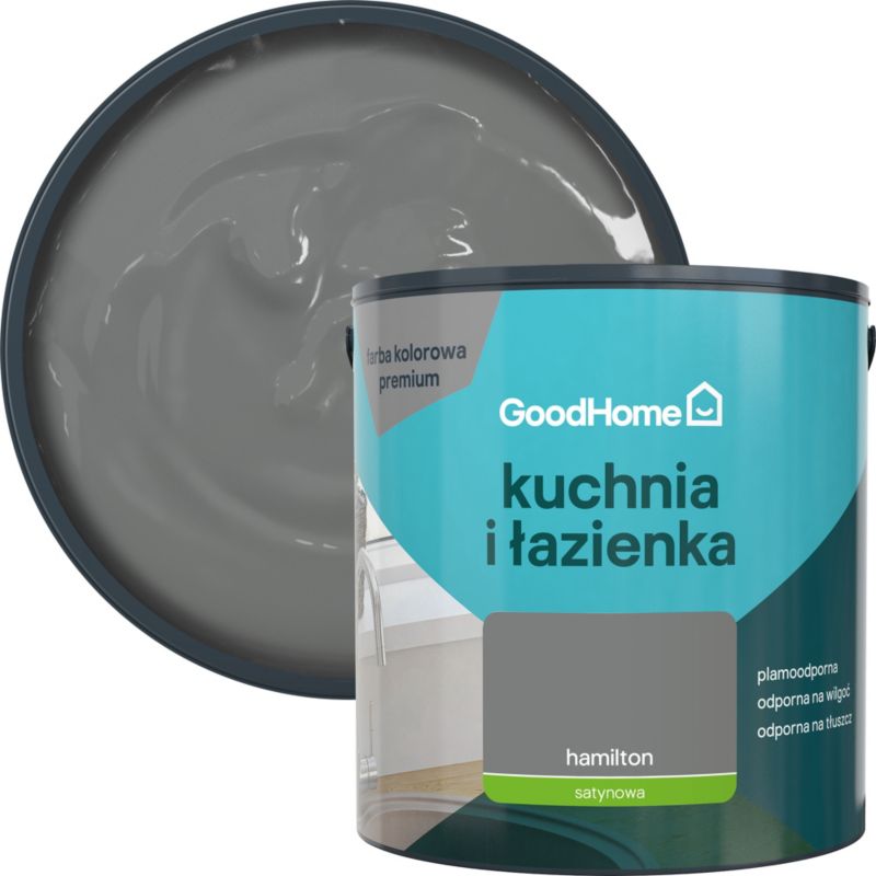 GoodHome plamemodstandsdygtig maling til køkken og badeværelse Hamilton 2,5 l