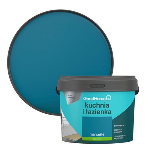 GoodHome plamemodstandsdygtig maling til køkken og badeværelse Marseille 2,5 l