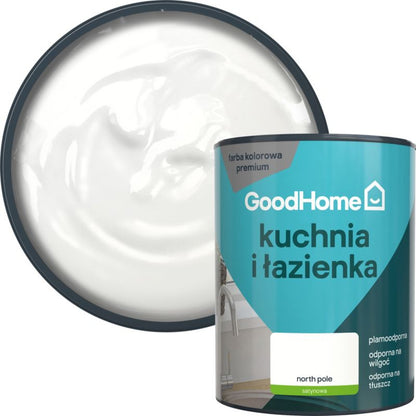 GoodHome North Pole plamemodstandsdygtig maling til køkken og badeværelse 1 l