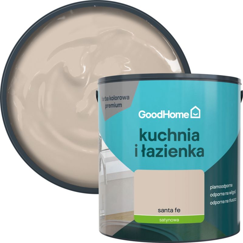 GoodHome Santa Fe pletresistent maling til køkken og badeværelse 2,5 l