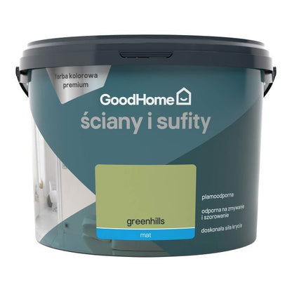GoodHome Premium pletresistent maling til vægge og lofter greenhills 2,5 l