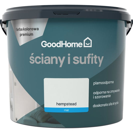 GoodHome Premium pletbestandig maling til vægge og lofter Hempstead 5 l