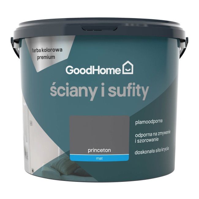 GoodHome Premium plamemodstandsdygtig maling til vægge og lofter princeton 5 l