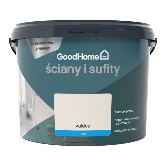 GoodHome Premium pletresistent maling til vægge og lofter Valdez 2,5 l