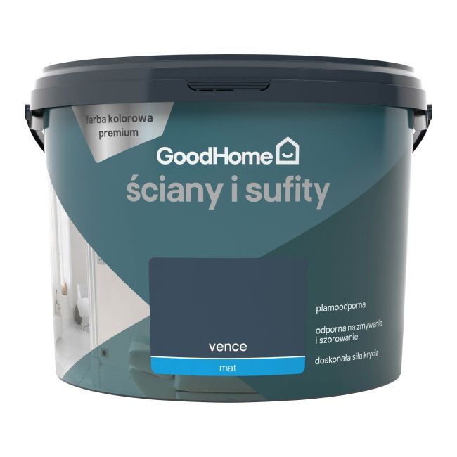 GoodHome Premium Vence pletbestandig maling til vægge og lofter 2,5 l