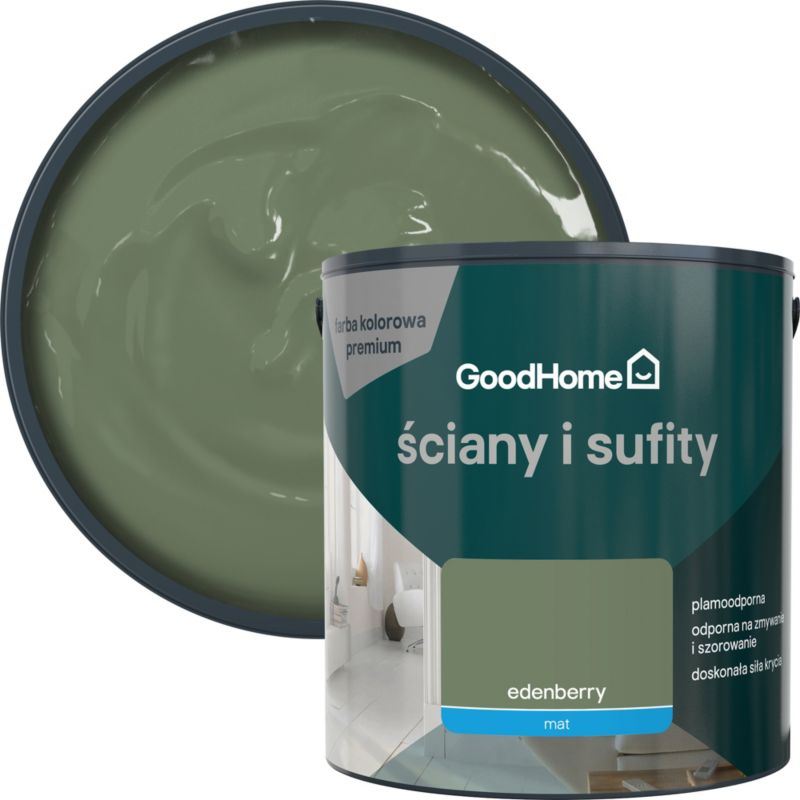 GoodHome plamemodstandsdygtig maling til vægge og lofter Edenberry 2,5 l