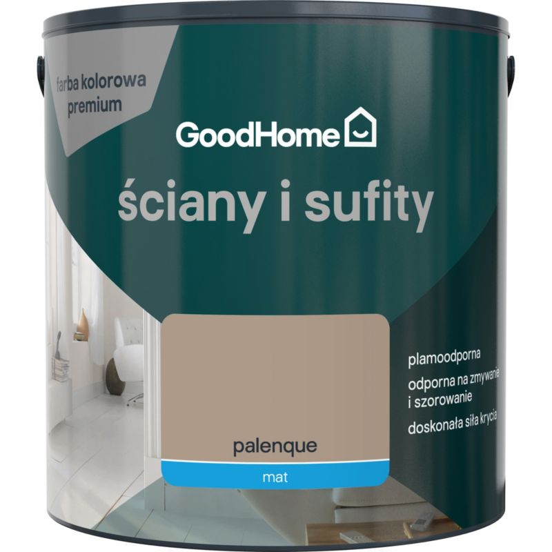 GoodHome plamemodstandsdygtig maling til vægge og lofter Palenque 2,5 l
