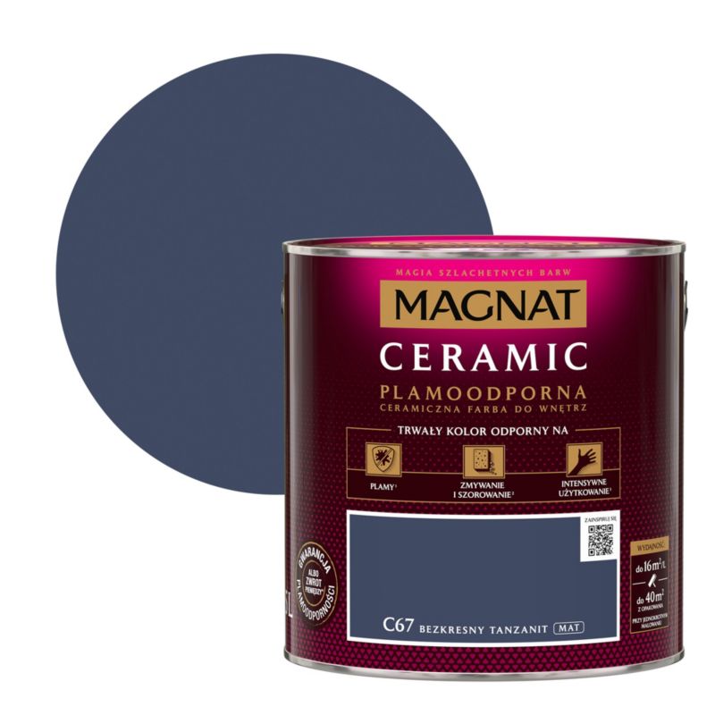 Magnat Ceramic C67 pletresistent maling i farven uendelig tanzanit 2,5 l