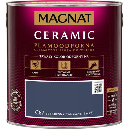 Magnat Ceramic C67 pletresistent maling i farven uendelig tanzanit 2,5 l
