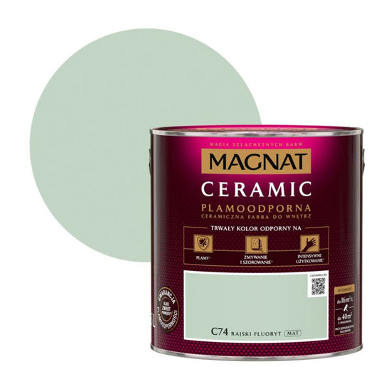 Magnat Ceramic C74 plamemodstandsdygtig maling i farven paradisisk fluorit 2,5 l
