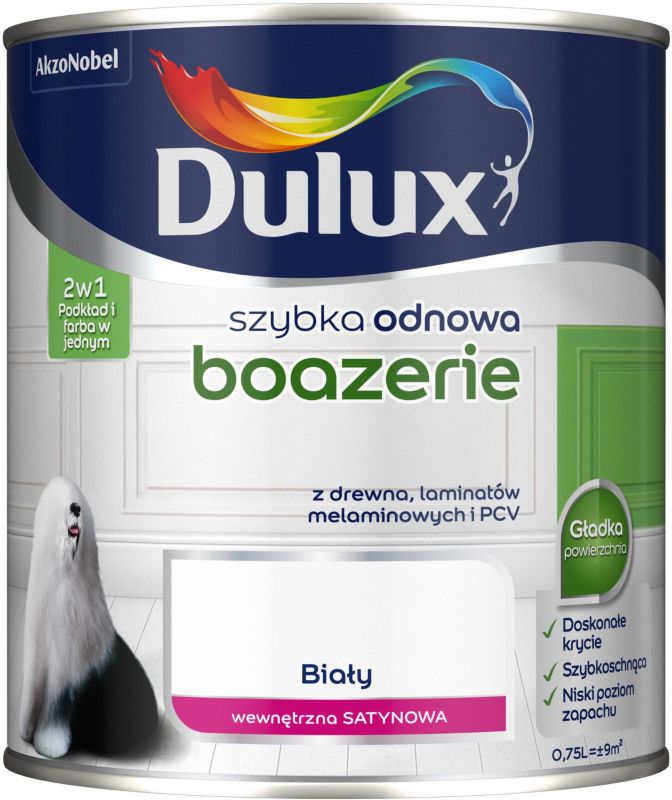 Dulux Szybka Odnowa hvid renoveringsmaling til træpaneler 0,75 l