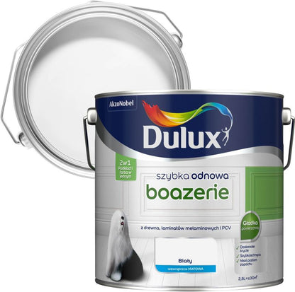 Dulux Szybka Odnowa renoveringsmaling til træpaneler hvid mat 2,5 l