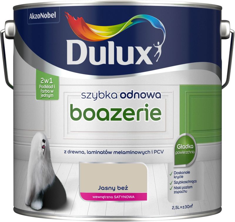 Dulux Szybka Odnowa renoveringsmaling til boiserie, lys beige, 2,5 l