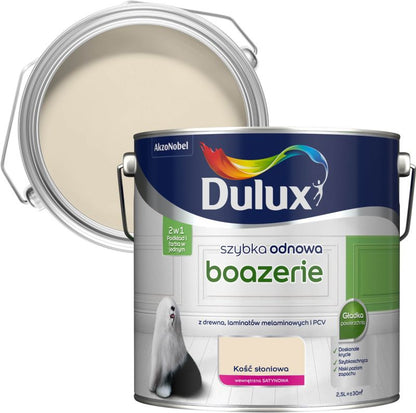 Dulux Szybka Odnowa satin‑elfenbensfarvet renoveringsmaling til træpaneler 2,5 l