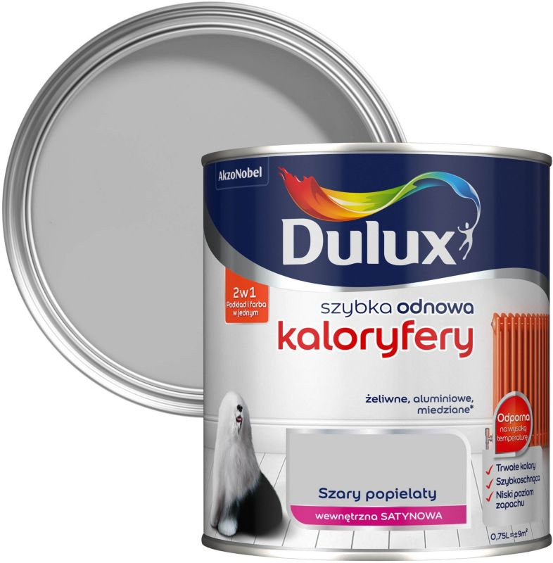 Dulux Szybka Odnowa renoveringsmaling til radiatorer, grå ask, 0,75 l