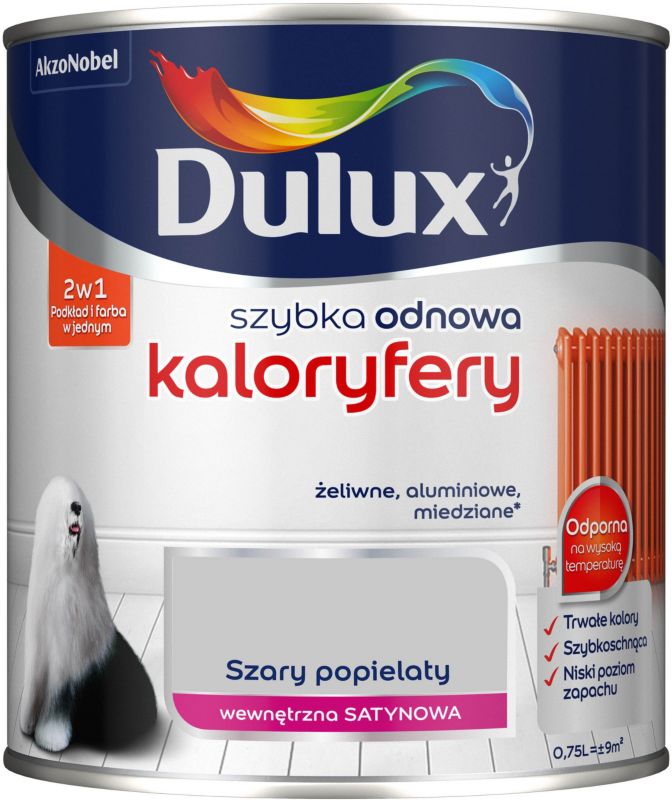 Dulux Szybka Odnowa renoveringsmaling til radiatorer, grå ask, 0,75 l