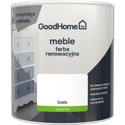 GoodHome Reno renoveringsmaling til møbler hvid satin 0,5 l