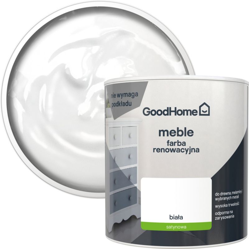 GoodHome Reno renoveringsmaling til møbler hvid satin 0,5 l