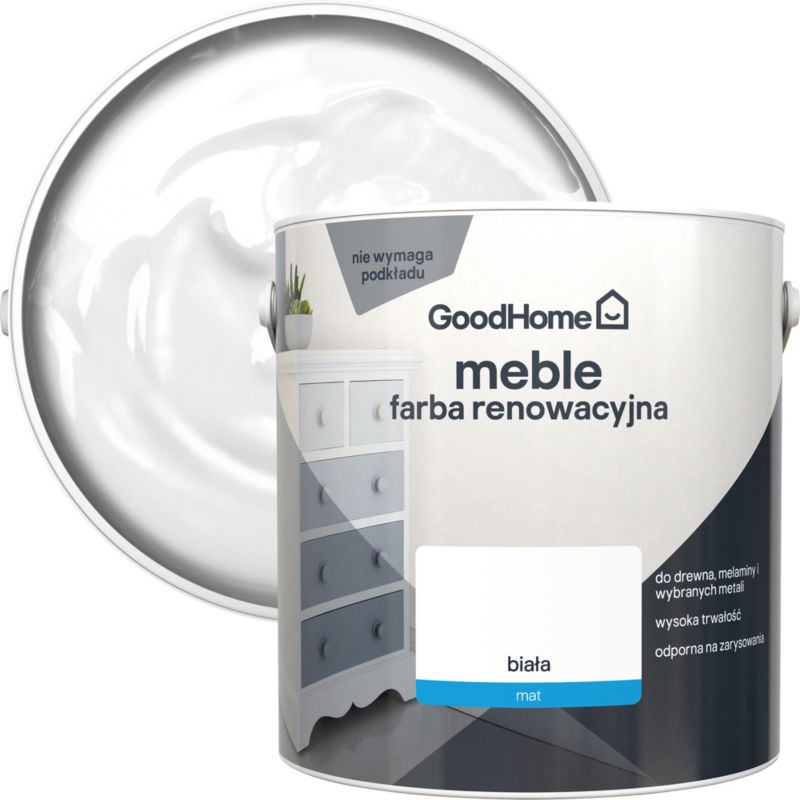 GoodHome Reno mat hvid renoveringsmaling til møbler 2 l