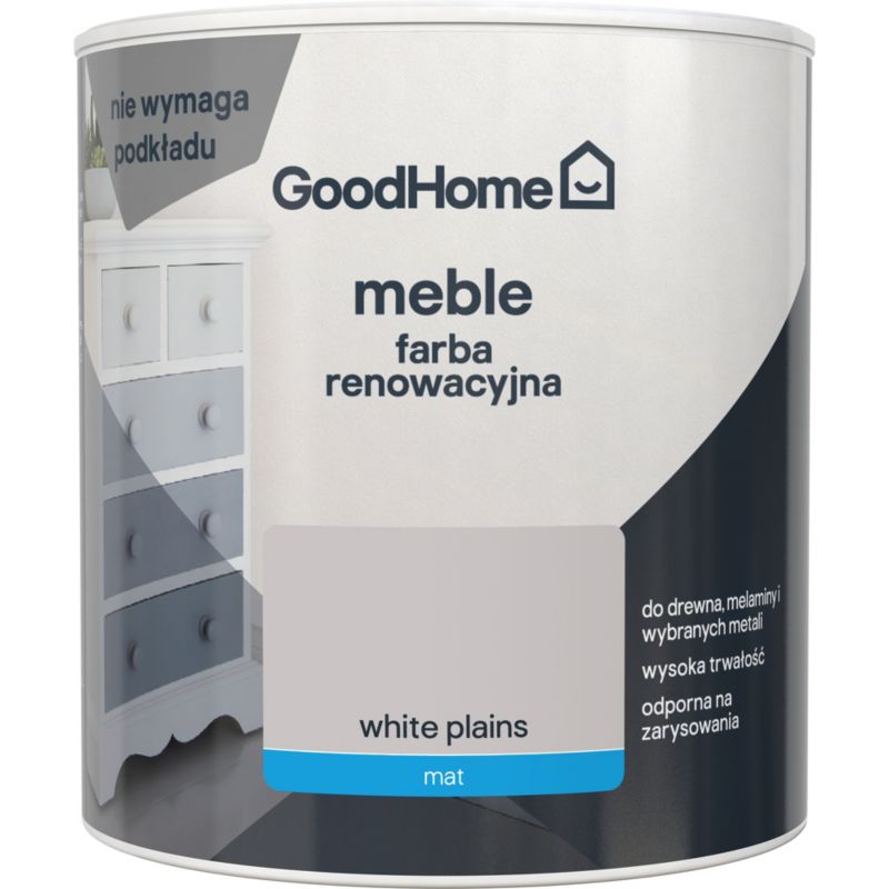GoodHome Reno hvid mat renoveringsmaling til møbler 0,5 l