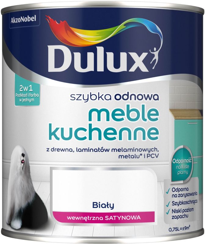 Dulux Szybka Odnowa hvid renoveringsmaling til køkkenmøbler 0,75 l