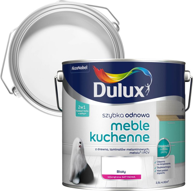 Dulux Szybka Odnowa hvid renoveringsmaling til køkkenmøbler 2,5 l