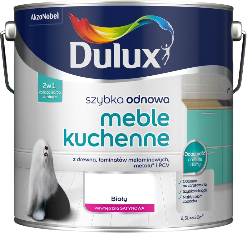Dulux Szybka Odnowa hvid renoveringsmaling til køkkenmøbler 2,5 l