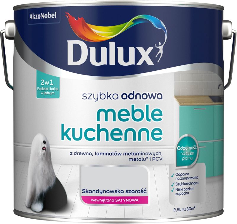 Dulux Szybka Odnowa renoveringsmaling til køkkenmøbler skandinavisk grå 2,5 l