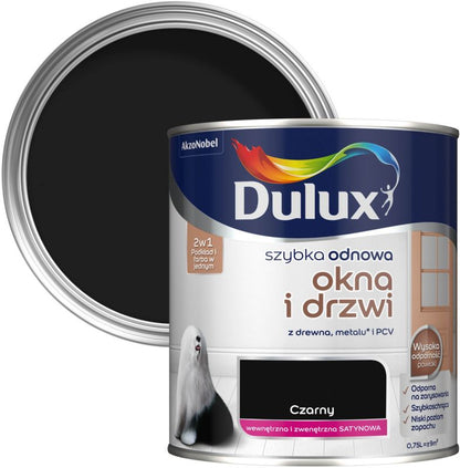 Dulux Szybka Odnowa renoveringsmaling til vinduer og døre, sort, 0,75 l