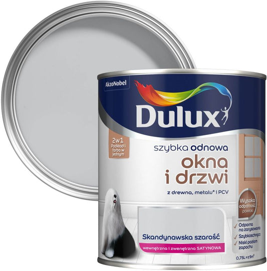 Dulux Szybka Odnowa renoveringsmaling til vinduer og døre i skandinavisk grå, 0,75 l