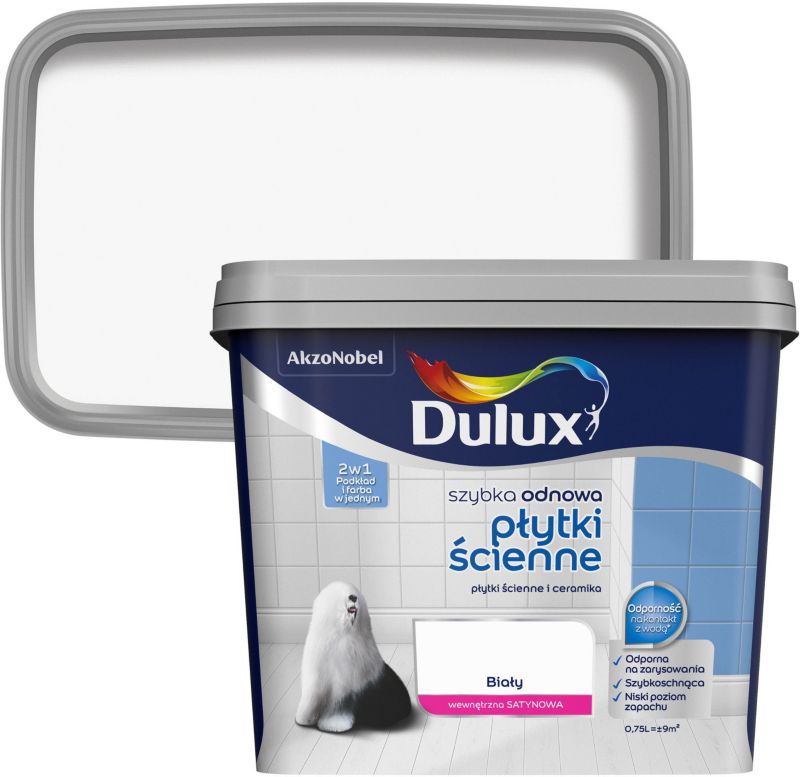 Dulux Szybka Odnowa hvid renoveringsmaling til vægfliser 0,75 l