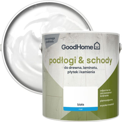 GoodHome Reno gulvmaling hvid mat 2 l – slidstærk renoveringsmaling til gulve og trapper