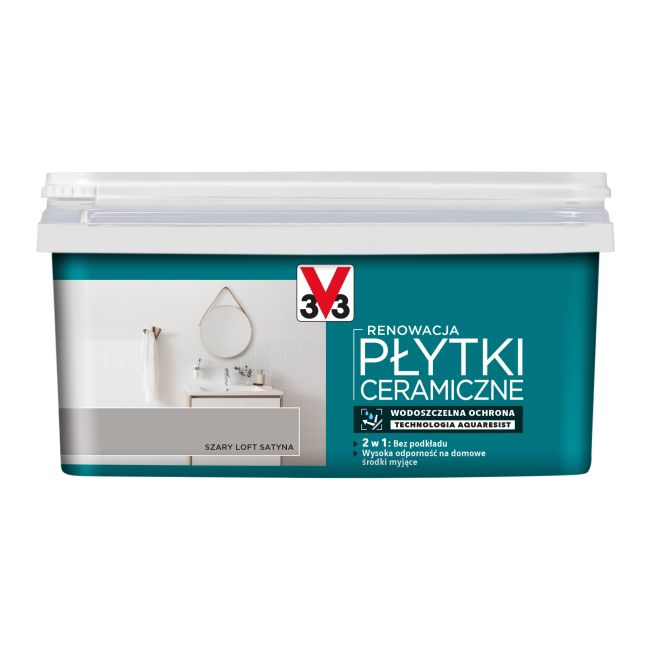 V33 renoveringsmaling til vægfliser grå loft satin 2 l