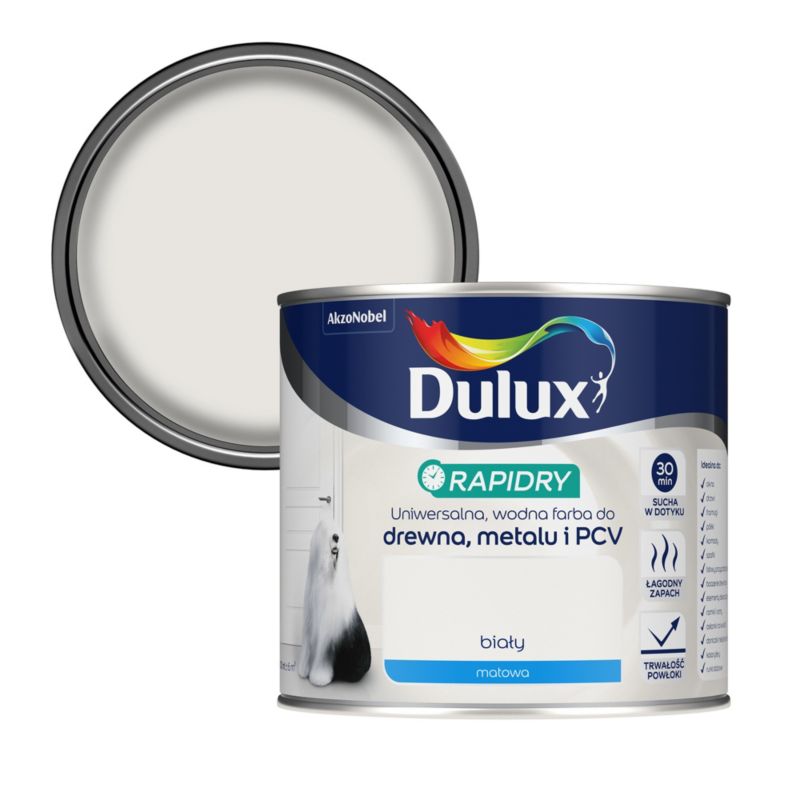 Dulux Rapidry universalmaling mat hvid 0,4 l