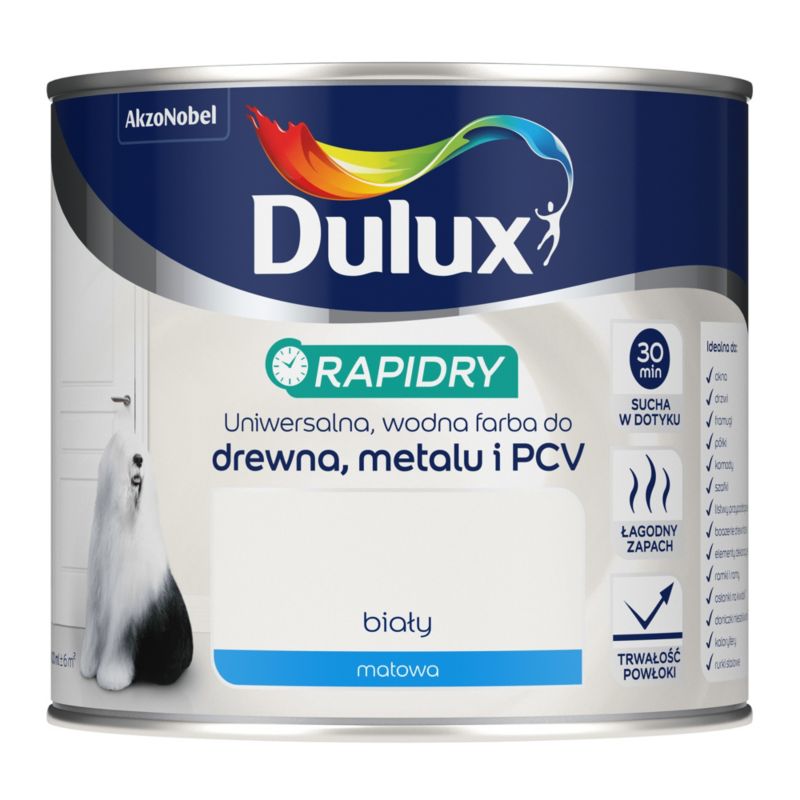 Dulux Rapidry universalmaling mat hvid 0,4 l