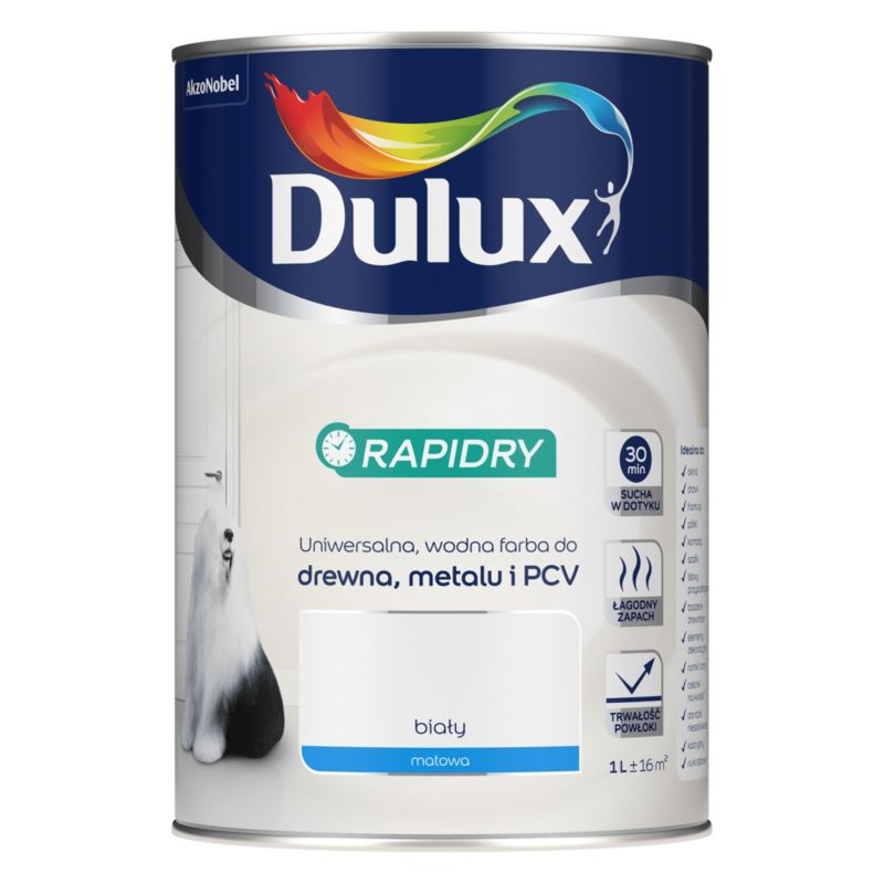 Dulux Rapidry universalmaling mat hvid 1 l