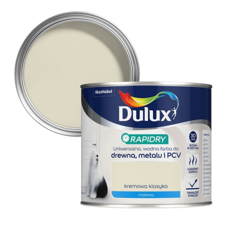 Dulux Rapidry universalmaling i mat-cremefarve 0,4 l