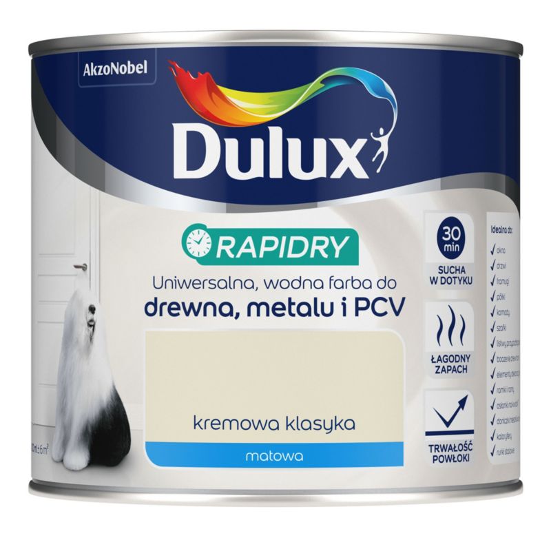 Dulux Rapidry universalmaling i mat-cremefarve 0,4 l