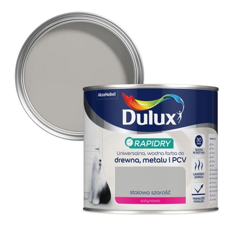 Dulux Rapidry universalmaling i farven stålgrå 0,4 l