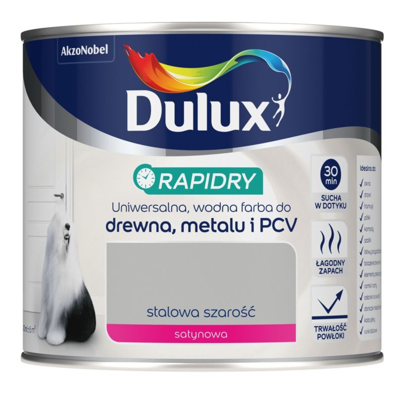 Dulux Rapidry universalmaling i farven stålgrå 0,4 l