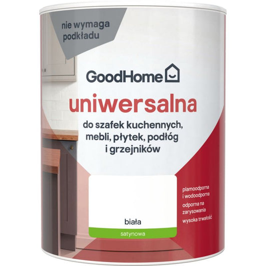 GoodHome Reno universalmaling hvid satin 0,75 l