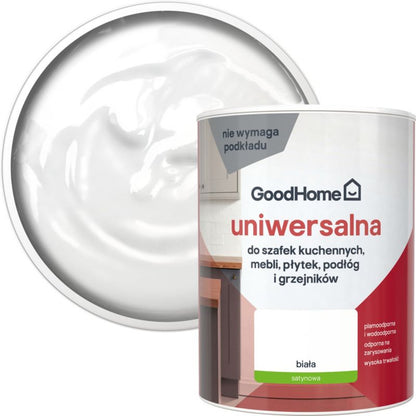 GoodHome Reno universalmaling hvid satin 0,75 l