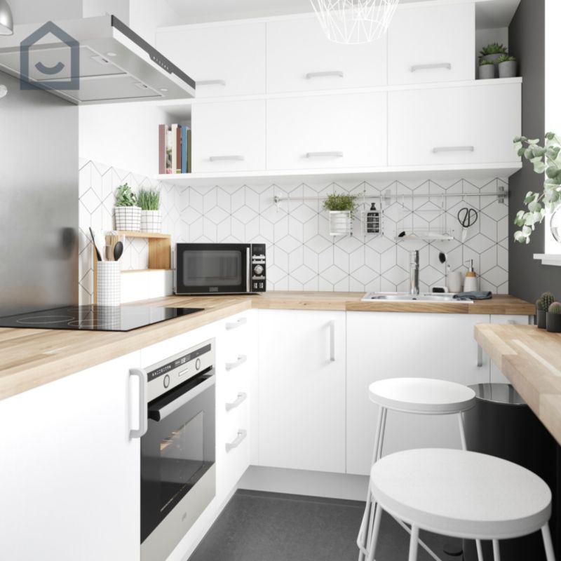 GoodHome Reno universalmaling hvid satin 0,75 l