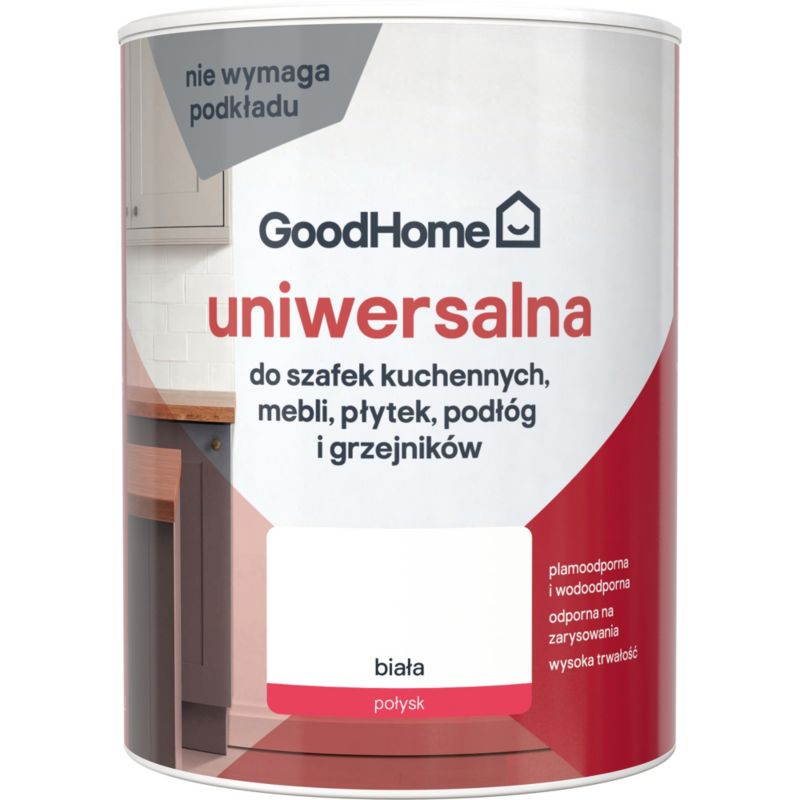 GoodHome Reno universalmaling hvid blank 0,75 l