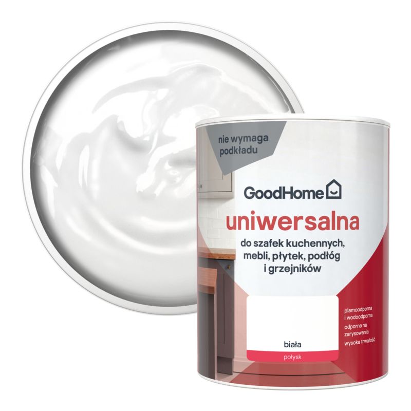 GoodHome Reno universalmaling hvid blank 0,75 l