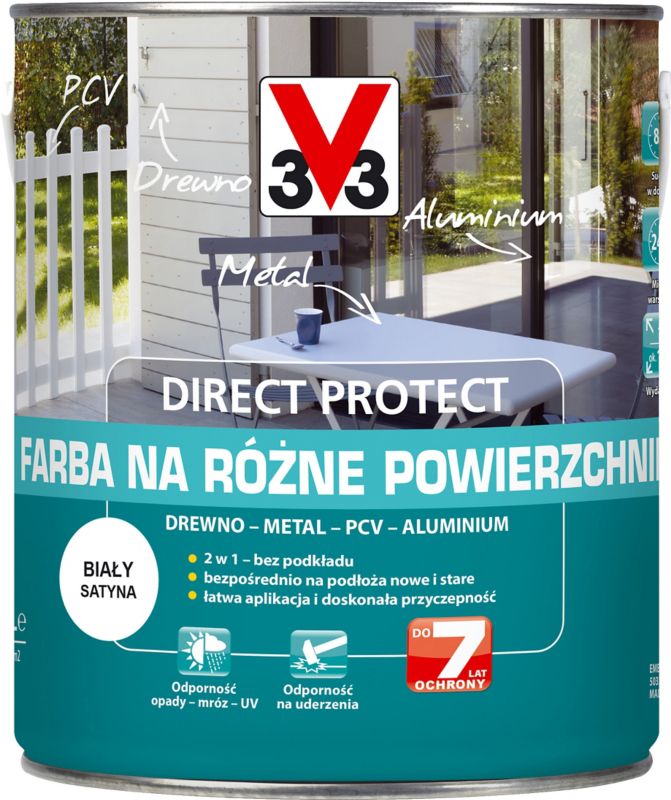 V33 Direct Protect hvid maling 2,5 l